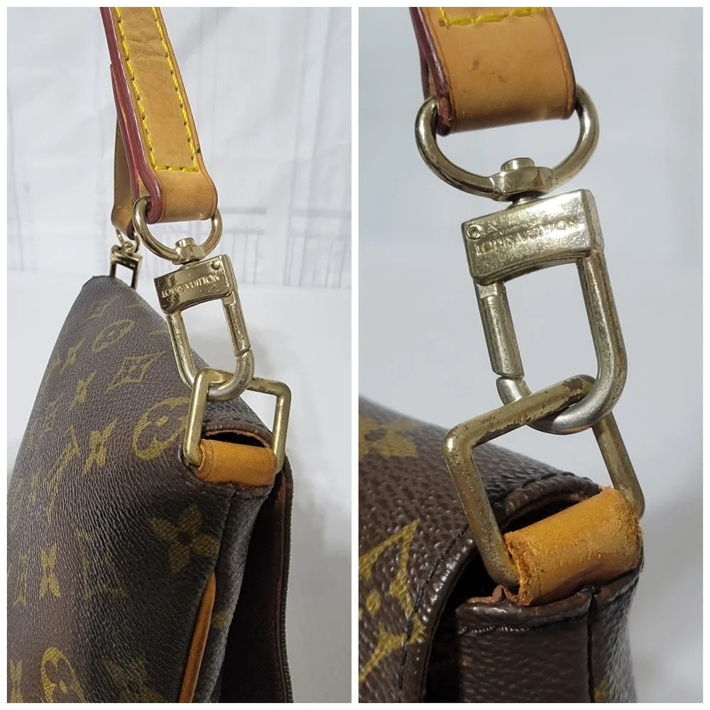 LOUIS VUITTON SIGNATURE MONOGRAM MUSETTE PM SHOULDER BAG BROWN